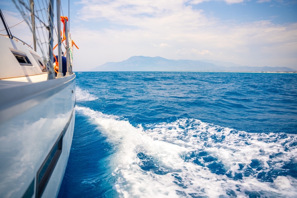 Yacht sailing on water