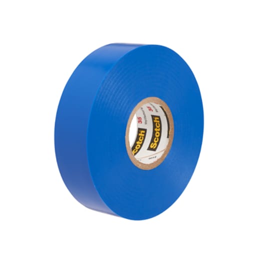 Scotch® Vinyl Color Coding Electrical Tape 35, 1/2 in x 20 ft, Blue, 10 rolls/carton, 100 rolls/Case