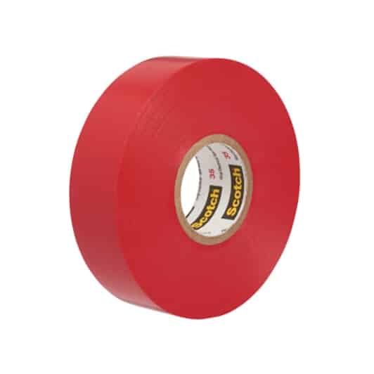 Scotch® Vinyl Color Coding Electrical Tape 35, 1 in x 36 yd, 1 in Core, Red, 42 rolls/Case
