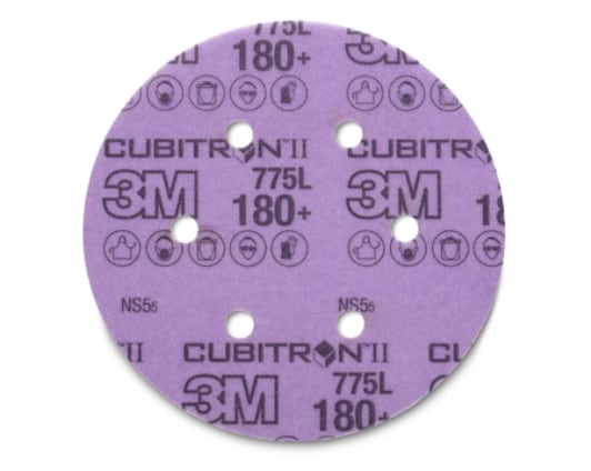 3M™ Cubitron™ II Hookit™ Film Disc 775L, 150+ 3MIL, 6 in x NH, 6HL, Die 600HZ, 50/Carton, 250 ea/Case