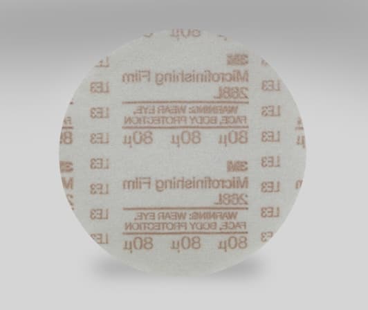 3M™ Hookit™ Microfinishing Film Disc 268L, 80 Mic 3MIL, Type D, 5 in x NH, Die 500X, 25/Pac, 500 ea/Case