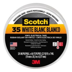 Scotch® #35 Electrical Tape, 10828-DL-2W, 0.75 in x 66 ft x 7 mil, White, 10/case image Scotch® #35 Electrical Tape, 10828-DL-2W, 0.75 in x 66 ft x 7 mil, White, 10/caseimage