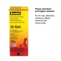 Scotch® Vinyl Color Coding Electrical Tape 35, 1/2 in x 20 ft, Red, 10 rolls/carton, 100 rolls/Case - Image 3