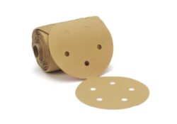 3M™ Stikit™ Gold Film Disc Roll 255L, 5 in x NH, 5 Hole, P220, D/F, Die 500F, 125 Discs/Roll, 4 Rolls/Caseimage