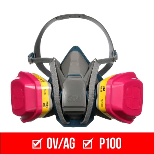 3M™ Multi-Purpose Quick Latch Reusable Respirator 65023QLH1-DC, OV/AG/P100, Mdm, 1-Fcpc, 1-pr of 60923 Crtrdg/Fltrs