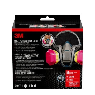 3M™ Multi-Purpose Quick Latch Reusable Respirator 65023QLH1-DC, OV/AG/P100, Mdm, 1-Fcpc, 1-pr of 60923 Crtrdg/Fltrs - Image 3